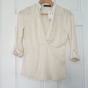 Beige brand new The Limited 3/4th fold sleeve top